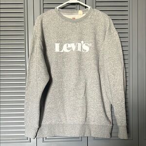 Levi's : Gray Crewneck Sweater with Iconic Logo - M